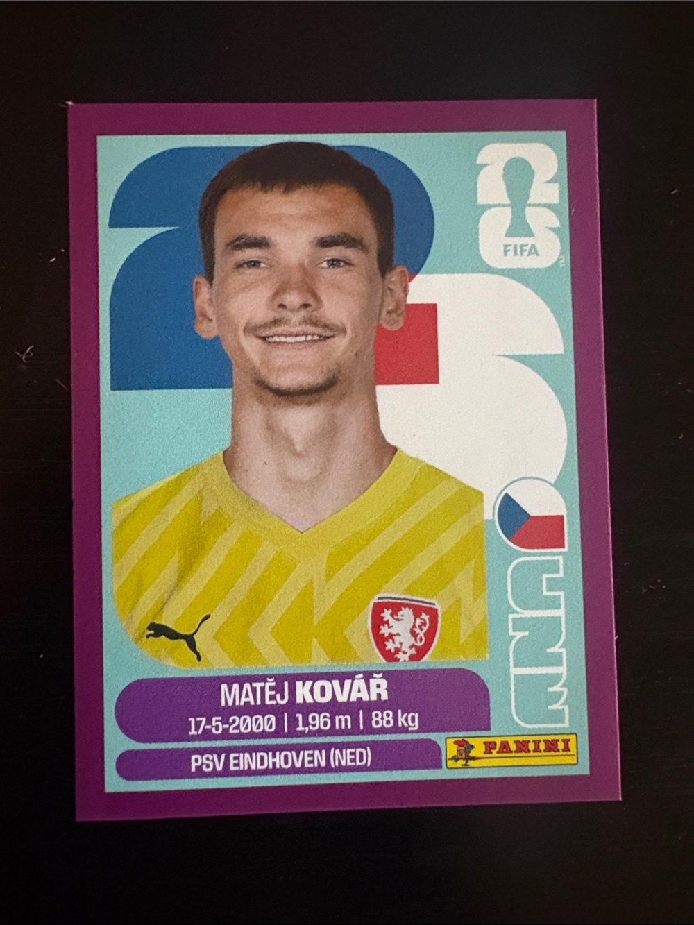 Panini Sticker With 1/200 Pack Rare Purple Border - Matej Kovar